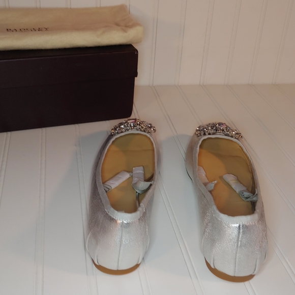 Badgley Mischka Karter II Silver Soft Leather Ornamented Ballet Flat size 10 NWT - Picture 10 of 16